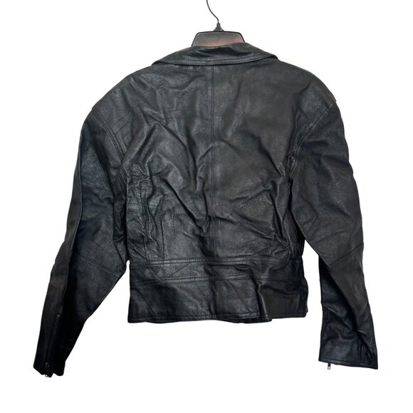vintage Authentic Adler Black Leather Jacket Medium Size Womens Belted Vintage S - Picture 2 of 7